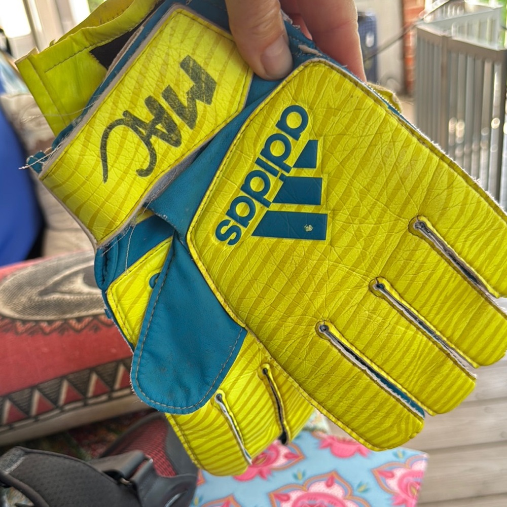 Adidas Vibrant Yellow and Blue Soccer Gloves